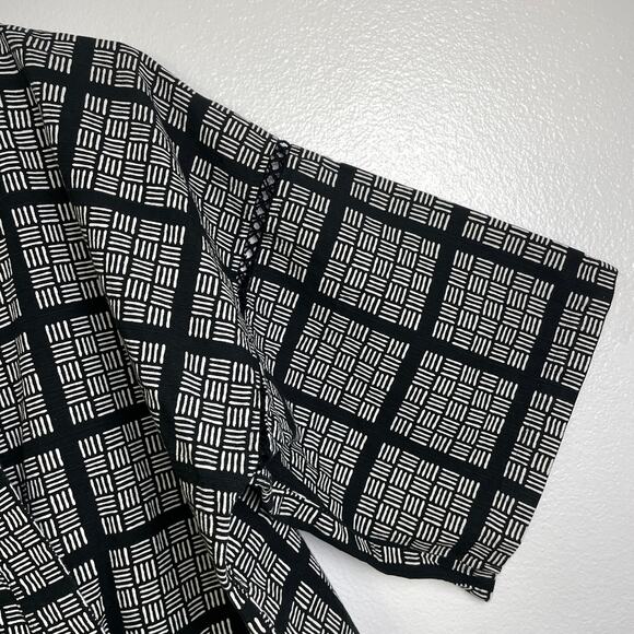 Hiroko Koshino Relaxing Kimono Robe Black White Cotton Tie Printed Japanese - Picture 6 of 11